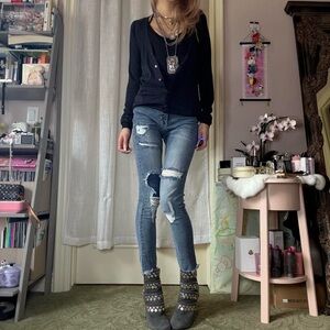 Urban Outfitters BDG Light-Medium Blue Distressed Patchwork Denim Skinny Jeans